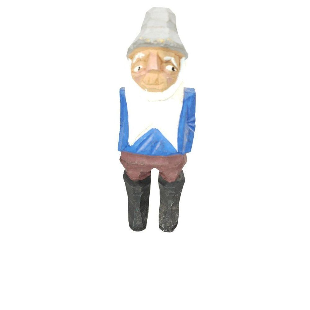 Hand Carved‎ Wood Figurine Figure Sea Captain Fisherman Sea Man In Blue Wooden